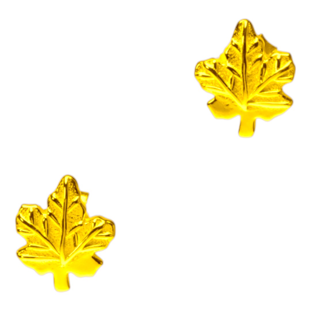 18K Gold Plated Maple Leaf Earrings – Sterling Silver Women’s