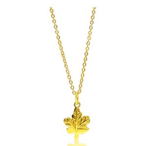 18K Gold Plated Maple Leaf Pendant Necklace (12mm)| Stylish Gift Jewelry
