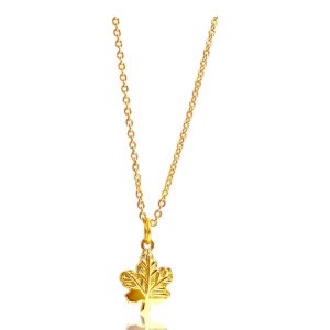 Maple Leaf 18K Gold Plated Sterling Silver Pendant Necklace – Small(10mm)