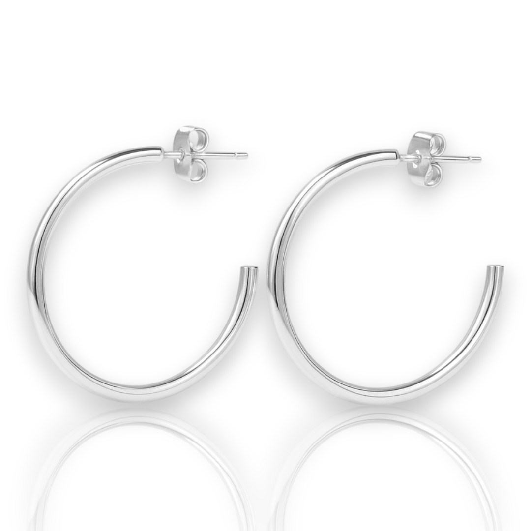 White Gold Plated Hoop Earring – Women’s Jewelry | Hypoallergenic Hoop - Image 2