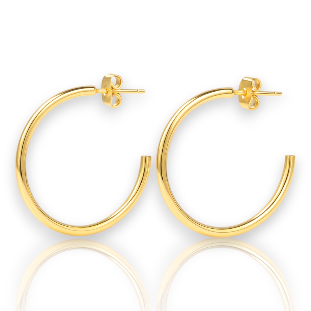 18K Gold Plated Hoop Earrings – , Hypoallergenic & Stylish Jewelry - Image 2