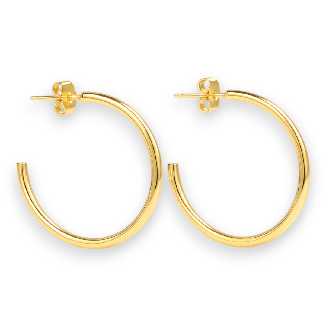 18K Gold Plated Hoop Earrings – , Hypoallergenic & Stylish Jewelry