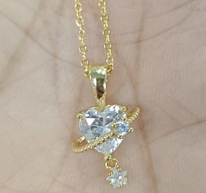 18K Gold Plated Heart Pendant Necklace – Cubic Zirconia Chain Jewelry - Image 9