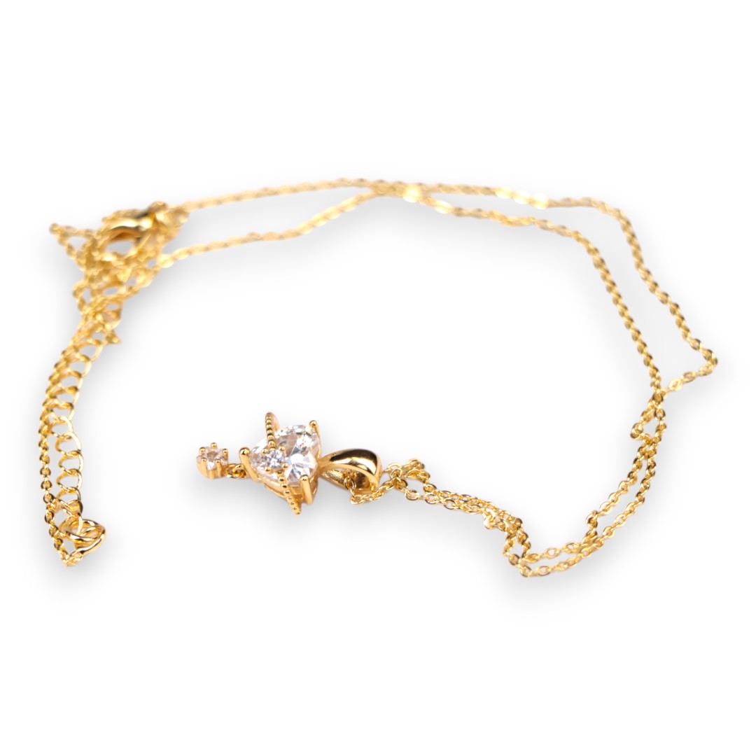 18K Gold Plated Heart Pendant Necklace – Cubic Zirconia Chain Jewelry - Image 4