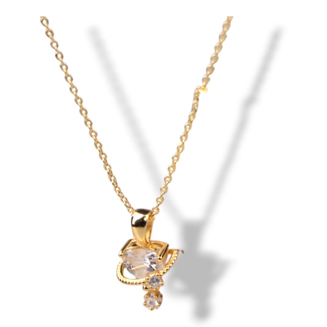 18K Gold Plated Heart Pendant Necklace – Cubic Zirconia Chain Jewelry - Image 5