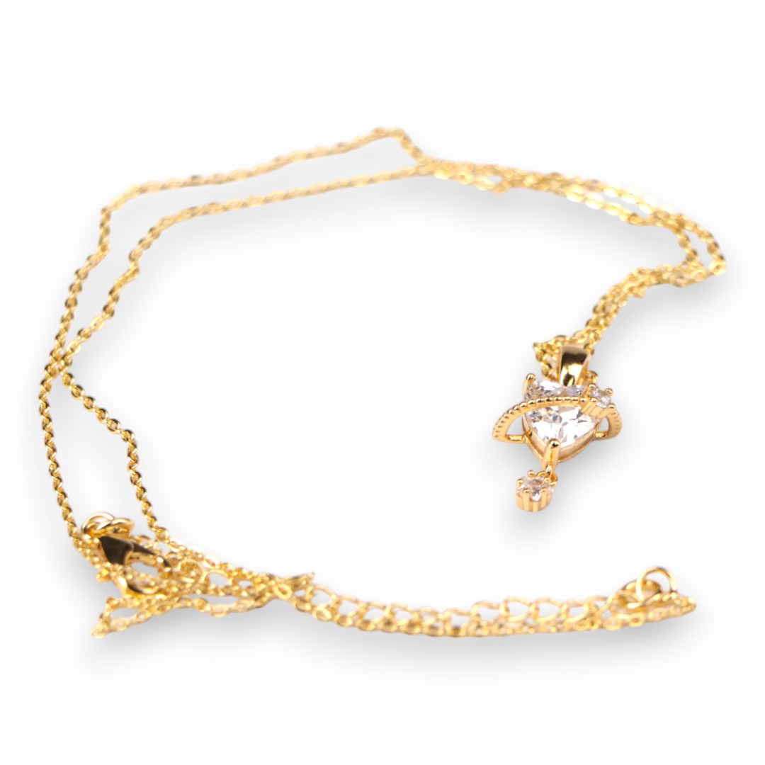 18K Gold Plated Heart Pendant Necklace – Cubic Zirconia Chain Jewelry - Image 3