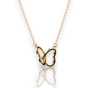 18K Gold Plated Interlocked Heart Pendant Necklace – Double Heart Charm