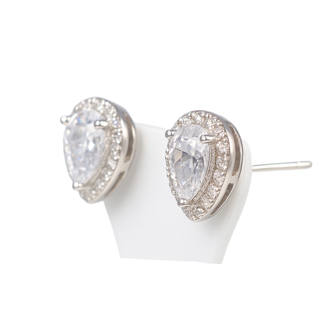 Teardrop Cubic Zirconia Stud Earrings – Crystal Solitaire Women’s Jewelry - Image 6