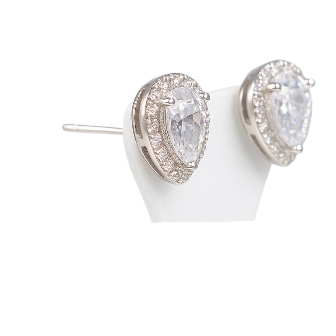 Teardrop Cubic Zirconia Stud Earrings – Crystal Solitaire Women’s Jewelry - Image 5