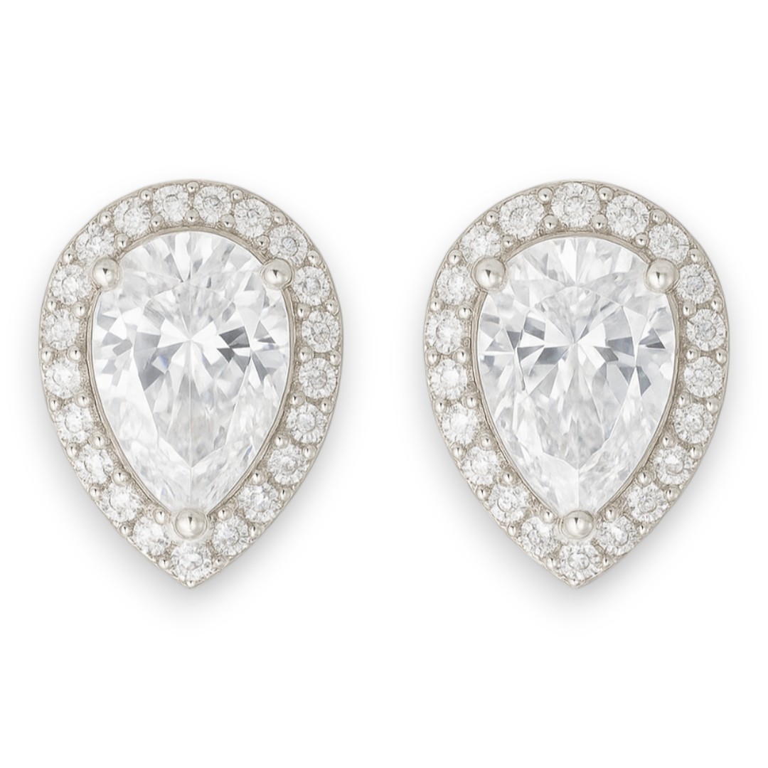Teardrop Cubic Zirconia Stud Earrings – Crystal Solitaire Women’s Jewelry - Image 3