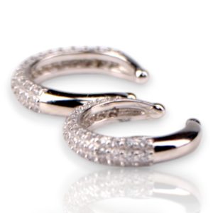 Sterling Silver Cubic Zirconia Ear Clips – White Gold Plated Sparkling - Option 2