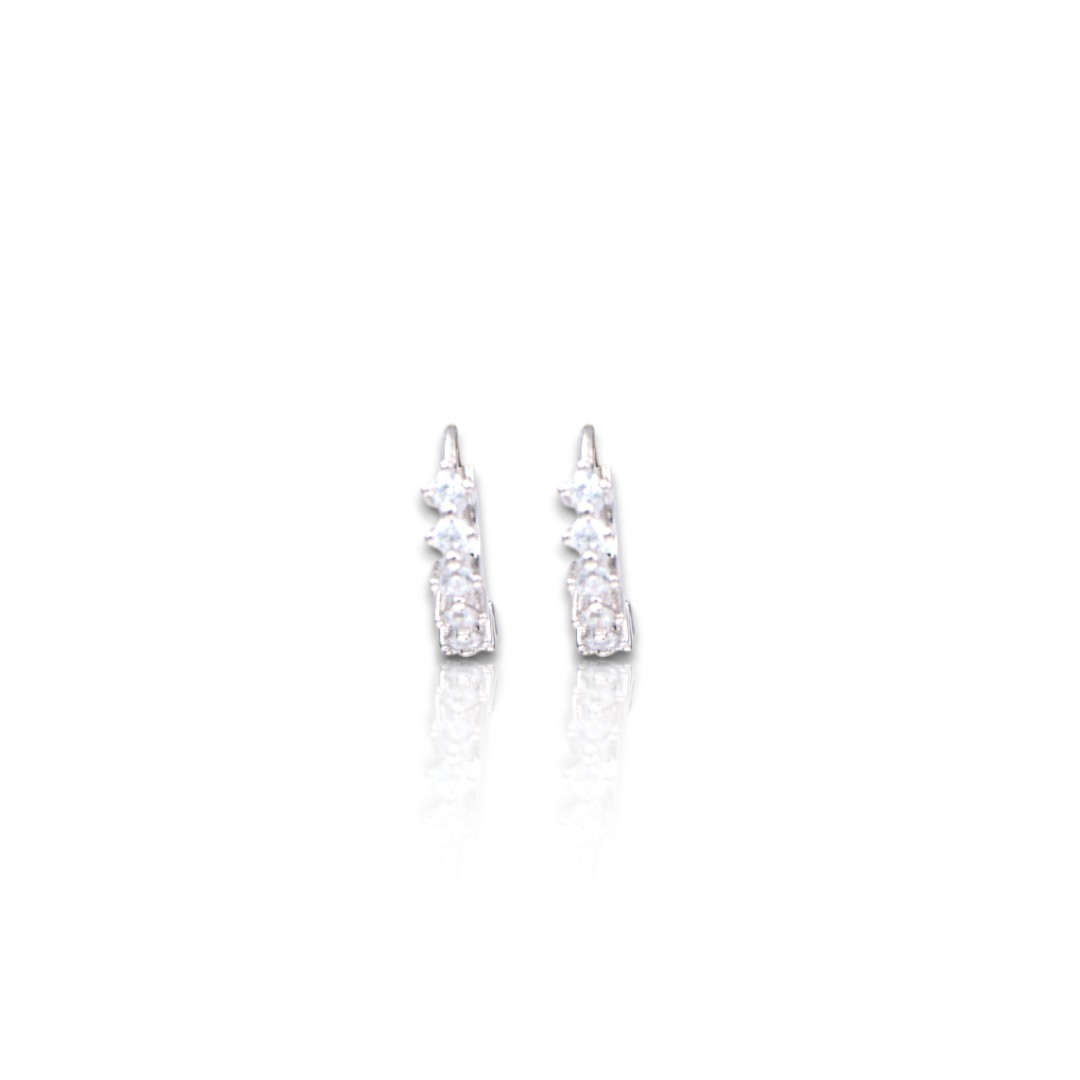 White Gold Plated Sterling Silver Hoop Earrings – Cubic Zirconia Sparkling - Image 3