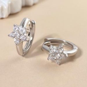 White Gold Plated Sterling Silver Earrings – Sparkling Cubic Zirconia Studs