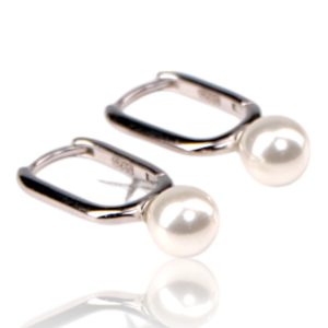 Gold Pearl Drop Sterling Silver Hoop Earrings – Women’s Jewelry Gift