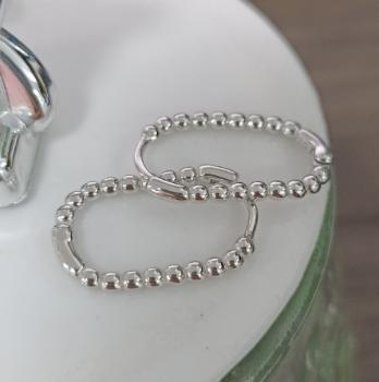 White Gold Plated Sterling Silver Hoop Earrings – Ball Chain Design - Image 10