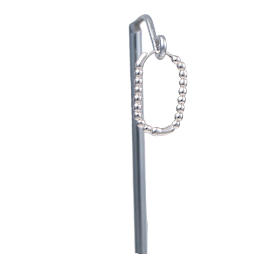 White Gold Plated Sterling Silver Hoop Earrings – Ball Chain Design - Image 8