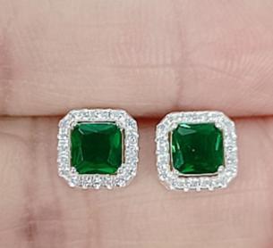 Silver Plated Green Cubic Zirconia Stud Earrings – Women's Jewelry