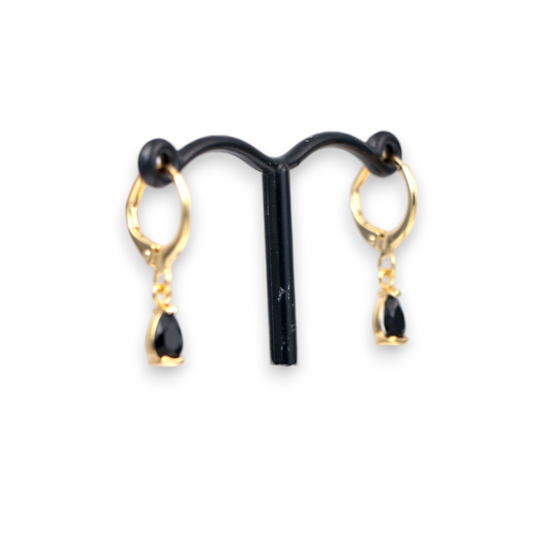 18K Gold Plated Black Drop Hoop Earrings – Cubic Zirconia Luxury Jewelry - Image 7