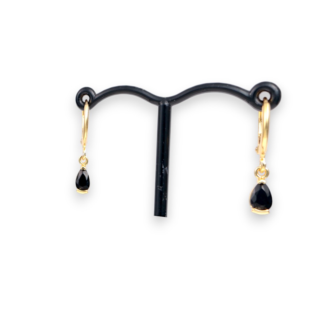 18K Gold Plated Black Drop Hoop Earrings – Cubic Zirconia Luxury Jewelry - Image 5