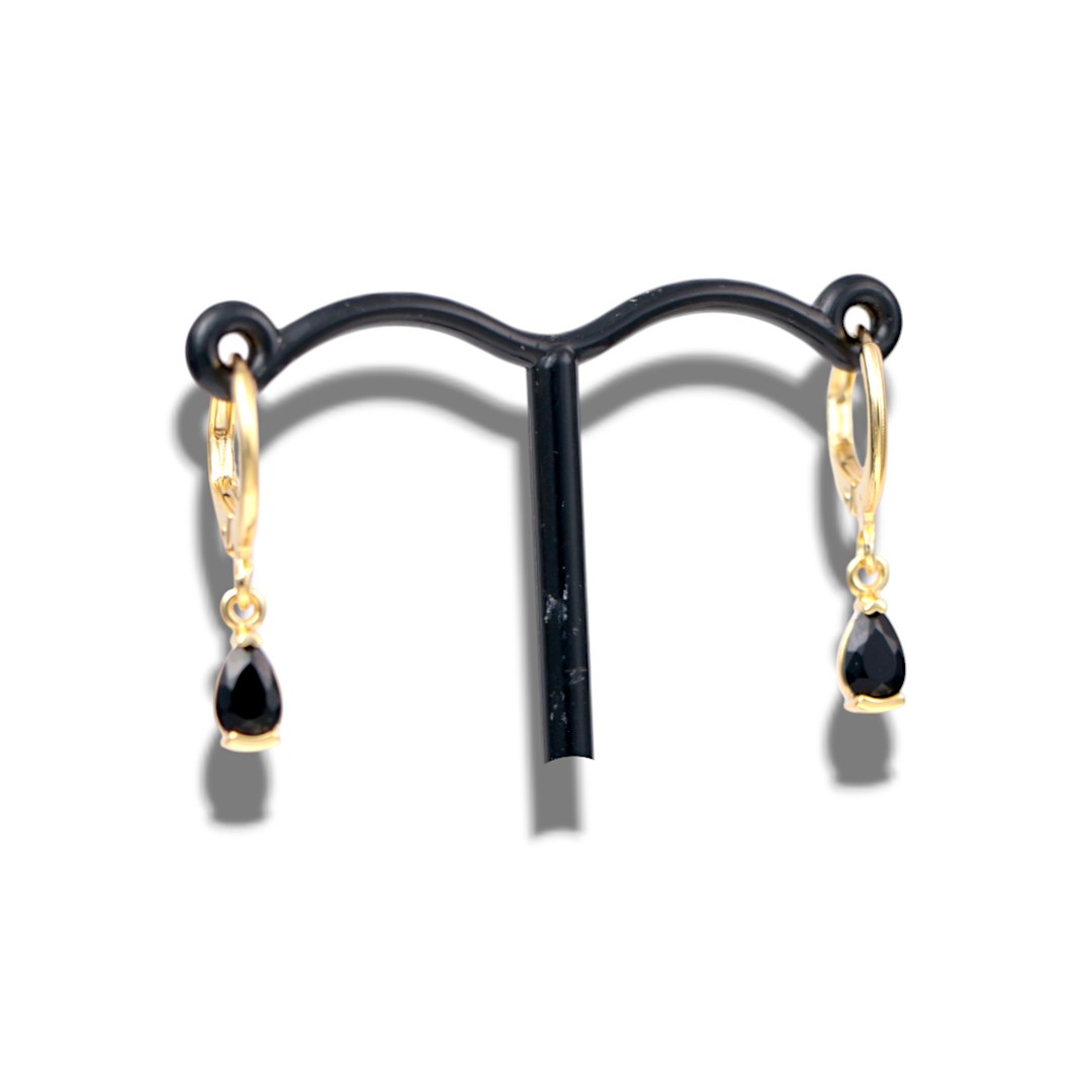 18K Gold Plated Black Drop Hoop Earrings – Cubic Zirconia Luxury Jewelry - Image 6
