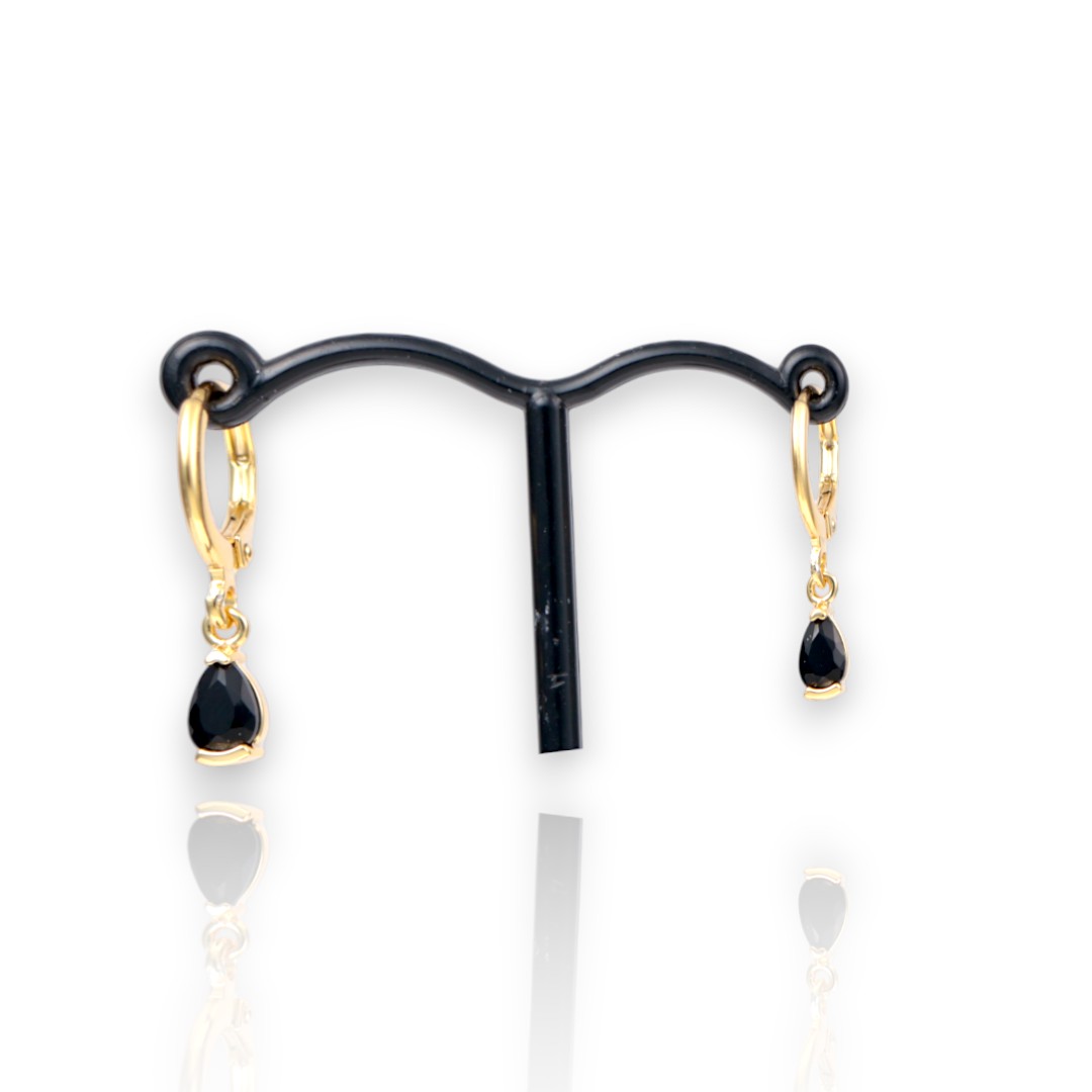18K Gold Plated Black Drop Hoop Earrings – Cubic Zirconia Luxury Jewelry - Image 4