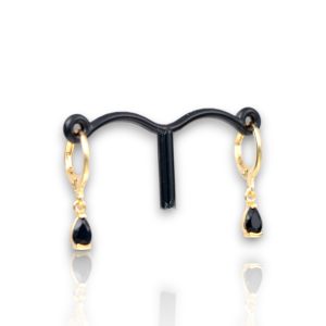 18K Gold Plated Black Drop Hoop Earrings – Cubic Zirconia Luxury Jewelry