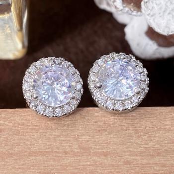 White Gold Plated Cubic Zirconia Stud Earrings – Sparkling Hypoallergenic Jewelry Option 2