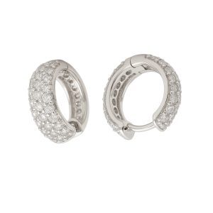 Silver Plated Cubic Zirconia Hoop Earrings – Women’s Jewelry for Everyday