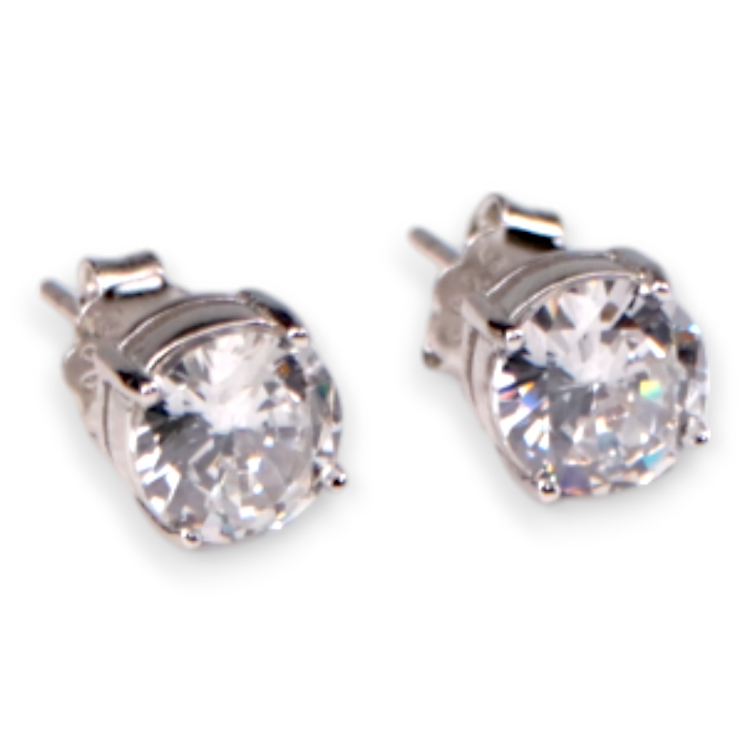 White Gold Plated Cubic Zirconia Stud Earrings – Sparkling Hypoallergenic Jewelry - Option