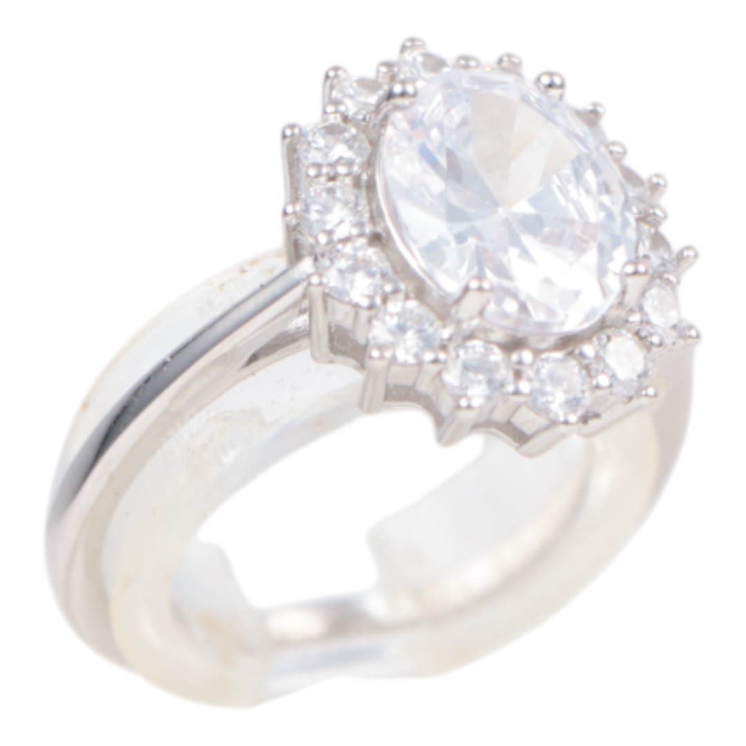 White Gold Plated Sterling Silver Ring with Cubic Zirconia – Women’s - Option 5 - Image 6