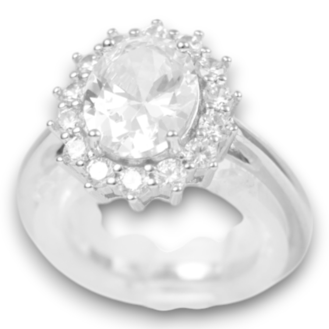 White Gold Plated Sterling Silver Ring with Cubic Zirconia – Women’s - Option 5 - Image 7
