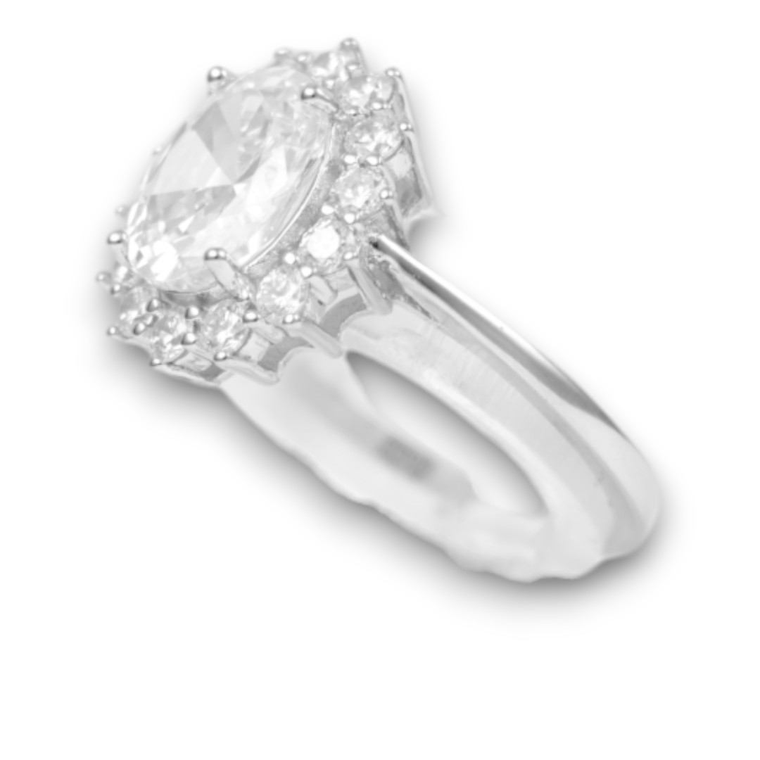 White Gold Plated Sterling Silver Ring with Cubic Zirconia – Women’s - Option 5 - Image 4