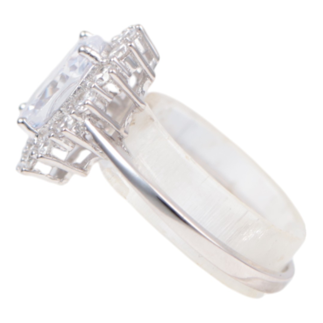 White Gold Plated Sterling Silver Ring with Cubic Zirconia – Women’s - Option 5 - Image 5