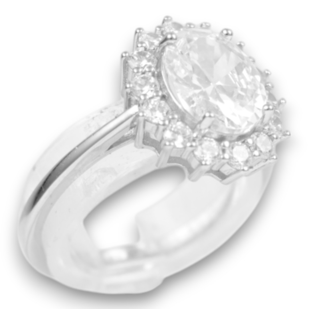 White Gold Plated Sterling Silver Ring with Cubic Zirconia – Women’s - Option 5 - Image 3
