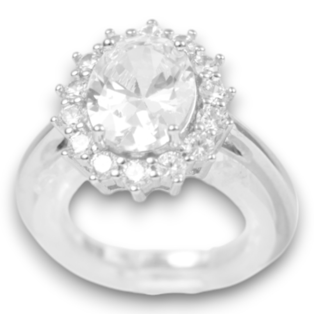White Gold Plated Sterling Silver Ring with Cubic Zirconia – Women’s - Option 5