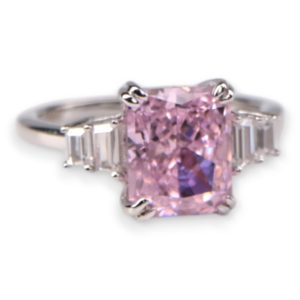 White Gold Plated Sterling Silver Pink Stone Ring – Women’s Jewelry Gift - Size 7-8-9