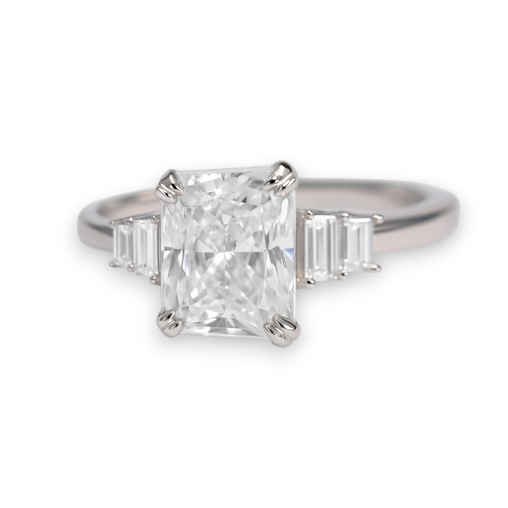 White Gold Plated Sterling Silver Ring with Cubic Zirconia – Women's - Size 6-7-8-9 - Image 5
