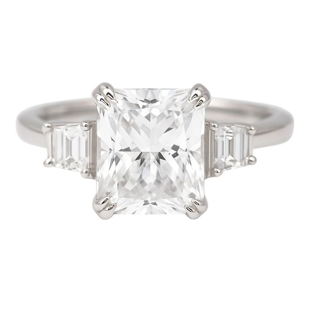 White Gold Plated Sterling Silver Ring with Cubic Zirconia – Women's - Size 6-7-8-9 - Image 2