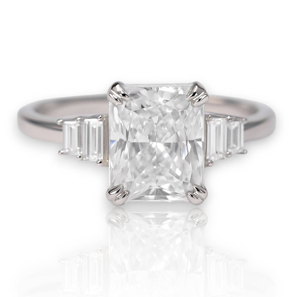 White Gold Plated Sterling Silver Ring with Cubic Zirconia – Women's - Size 6-7-8-9