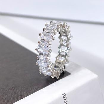White Gold Plated Sterling Silver Ring with Cubic Zirconia – Women’s - Size 7-8-9