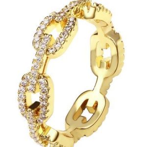 18K Gold Plated Sterling Silver Cubic Zirconia Ring – Women’s Jewelry - Size 7-8-9