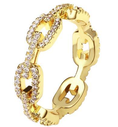 18K Gold Plated Sterling Silver Cubic Zirconia Ring – Women’s Jewelry - Size 7-8-9