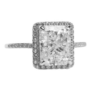 Sterling Silver Box Ring with Cubic Zirconia – Women’s Jewelry Gift - Size 7-8-9