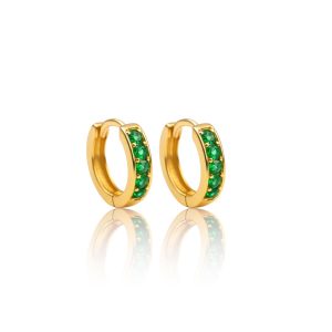 Green Cubic Zirconia Sterling Silver Earrings – Gold Plated Gemstone Jewelry