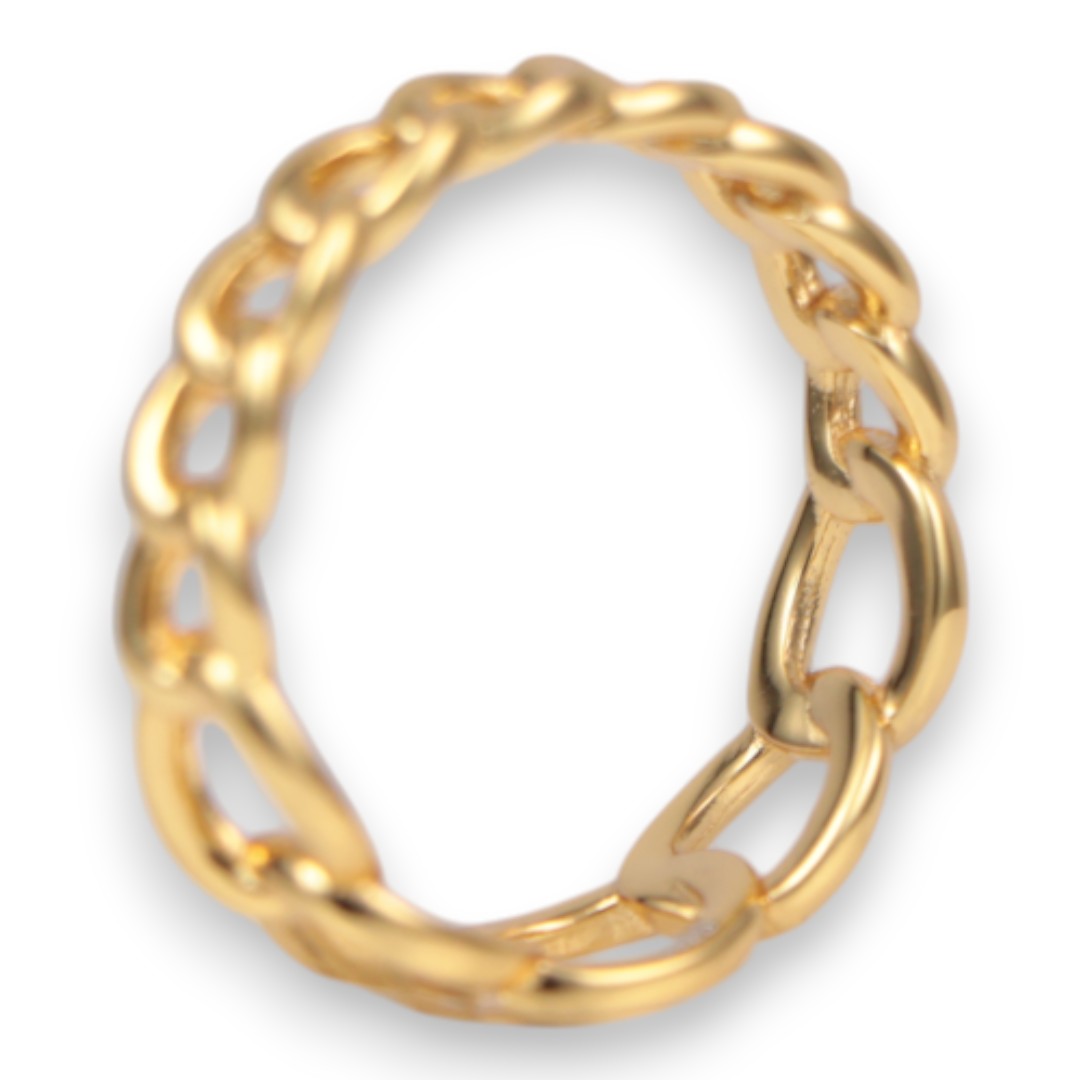 18 K Gold Plated Sterling Silver Chain Ring – Women’s Stackable Jewelry - Size 7-8 - Image 5