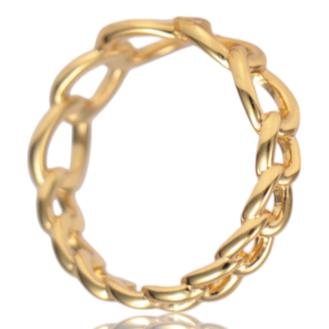 18 K Gold Plated Sterling Silver Chain Ring – Women’s Stackable Jewelry - Size 7-8 - Image 3
