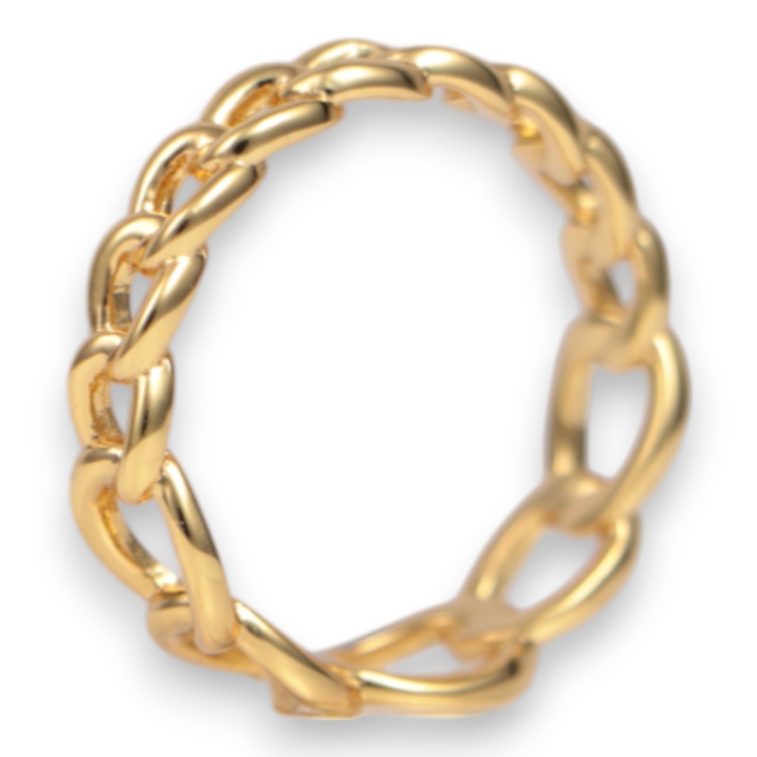 18 K Gold Plated Sterling Silver Chain Ring – Women’s Stackable Jewelry - Size 7-8 - Image 2