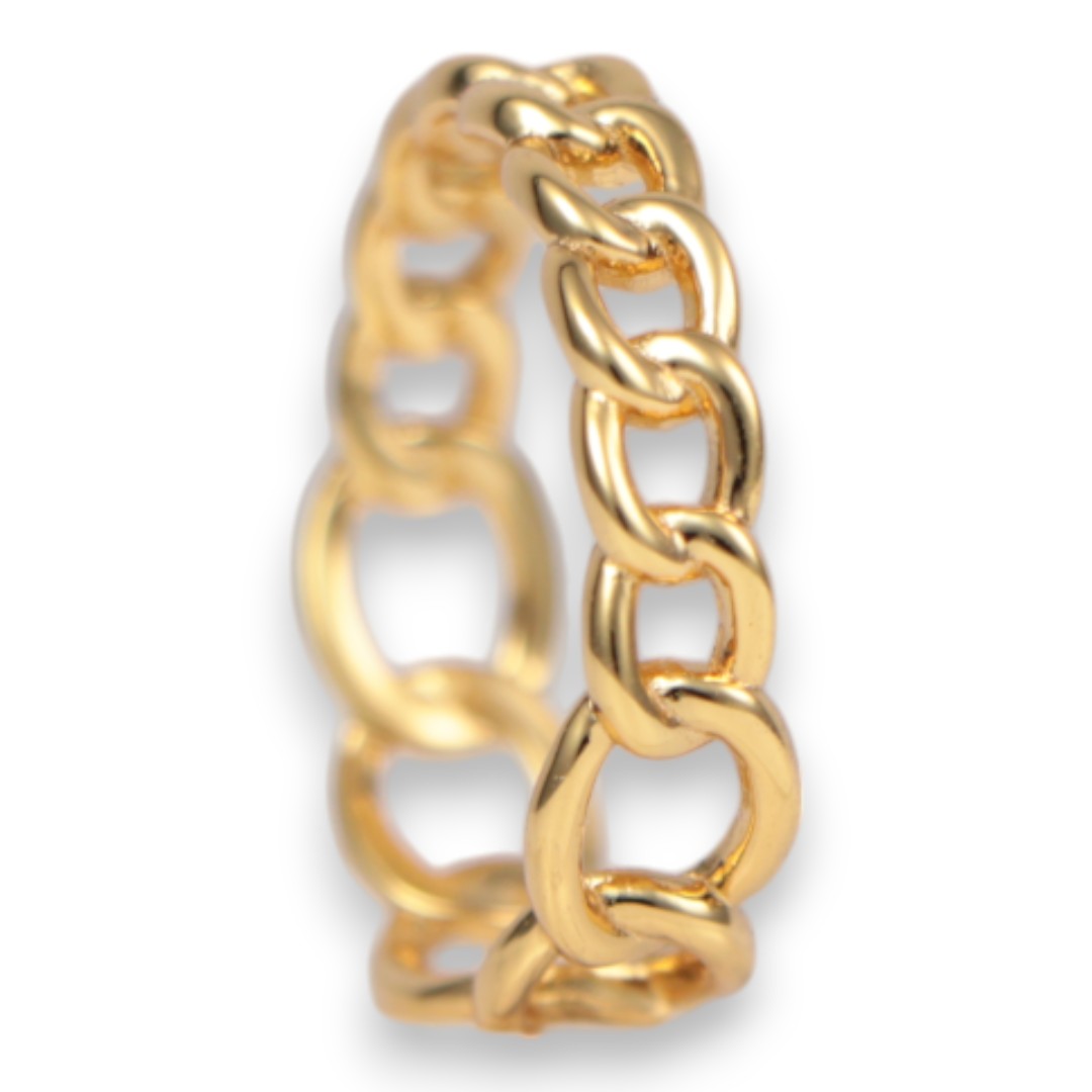 18 K Gold Plated Sterling Silver Chain Ring – Women’s Stackable Jewelry - Size 7-8
