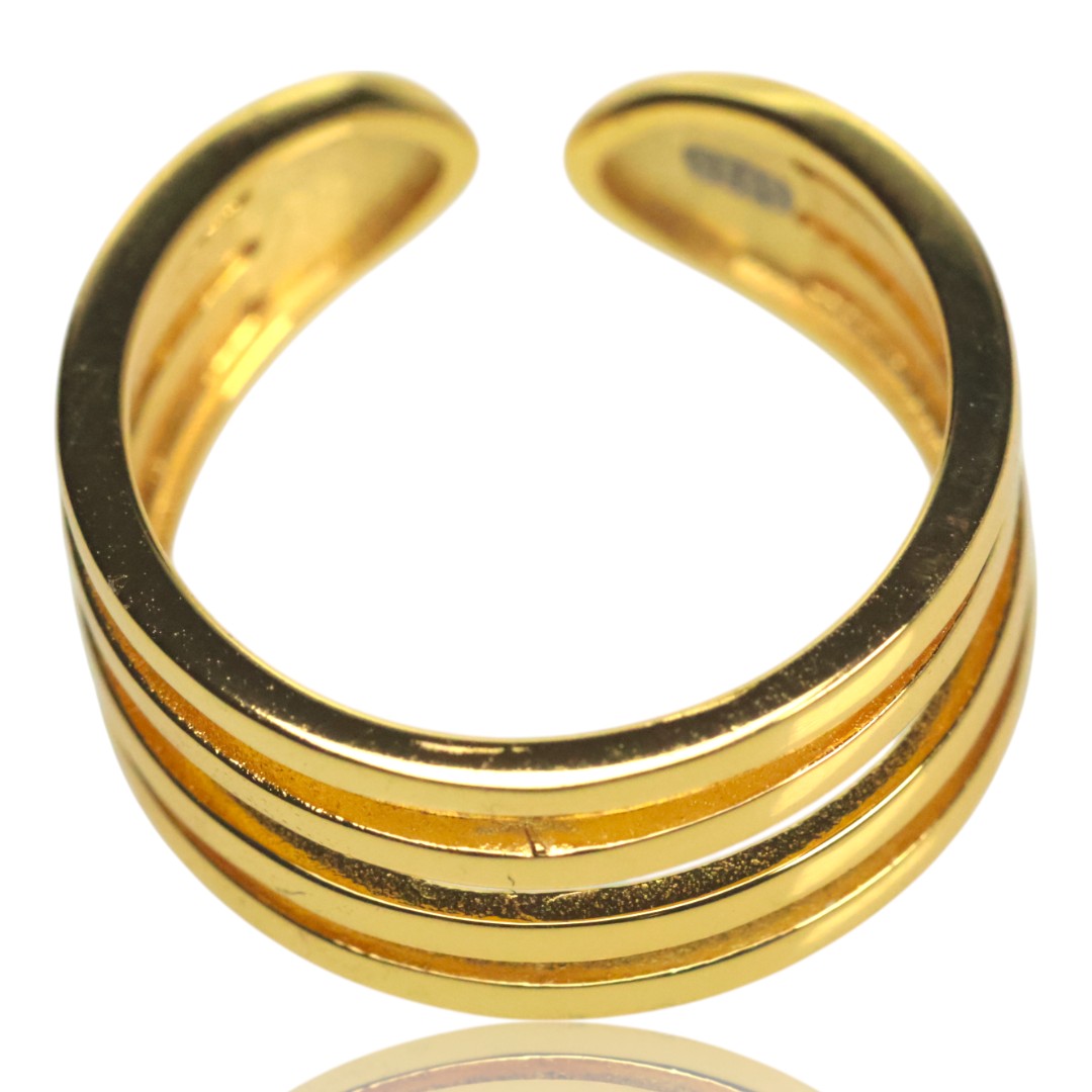 Adjustable Gold Plated Sterling Silver Ring – Elegant Women’s - Image 3