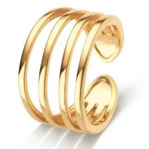 Adjustable Gold Plated Sterling Silver Ring – Elegant Women’s